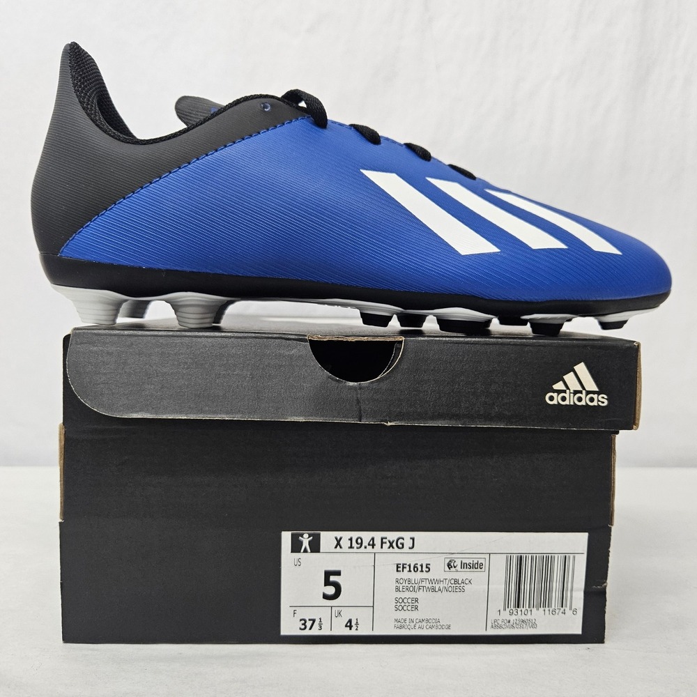 Adidas X 19.4 FxG J Soccer Cleats EF1615 Blue White Black Kid's Size 5
